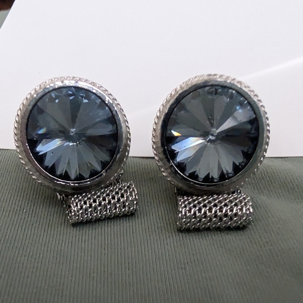 Dante Blue Crystal Mesh Cufflinks
